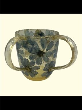 Jewish Ritual Hand Washing Cup Netilat Yadayim Natla -Artisan Resin Dried Flower